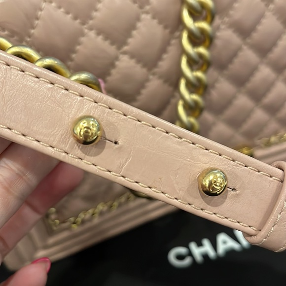 Chanel Quilted Boy Flapbag in Nude Pink w/Gold / RARE EUC - Picture 4 of 15